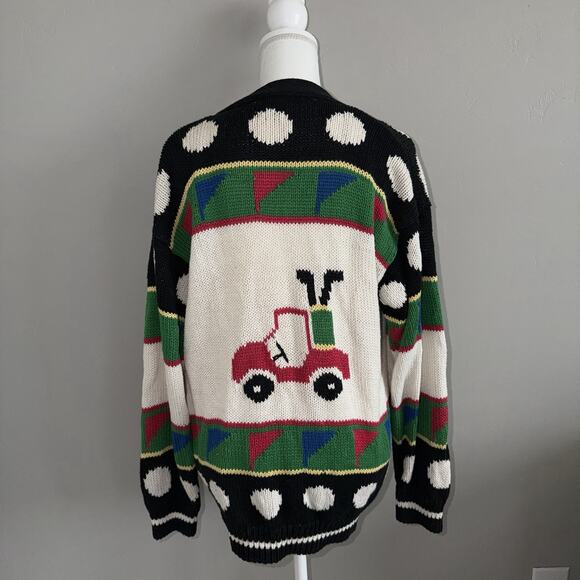 Vintage Cape Isle Knitters Golf Cardigan Sweater Womens Large 90s Grandpa-Core - Picture 4 of 6